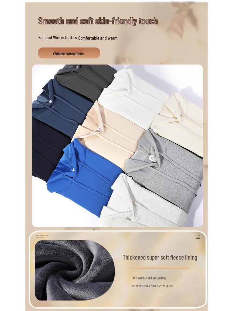 2025 Autumn/Winter Retro Hooded Oversized Fleece Sweatshirt