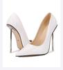 Fashion Super high heels for women, slim heels, pointed toe, shallow mouth single shoes new patent leather plus size reverse shoes, 12CM