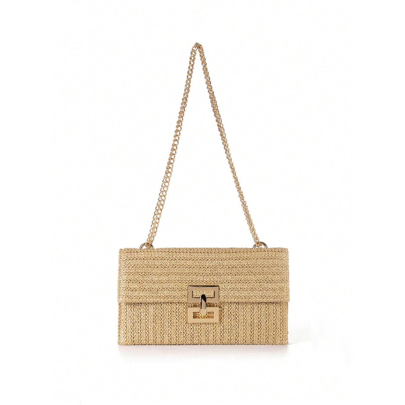 

Многослойная плетеная сумка на плечо с клапаном и цепочкой с поворотным замком