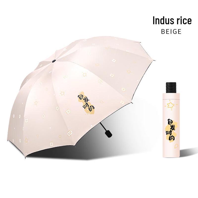 Dingwang 10-Rib Thickened Three-Fold Manual Sun & Rain Umbrella (2-Pack)