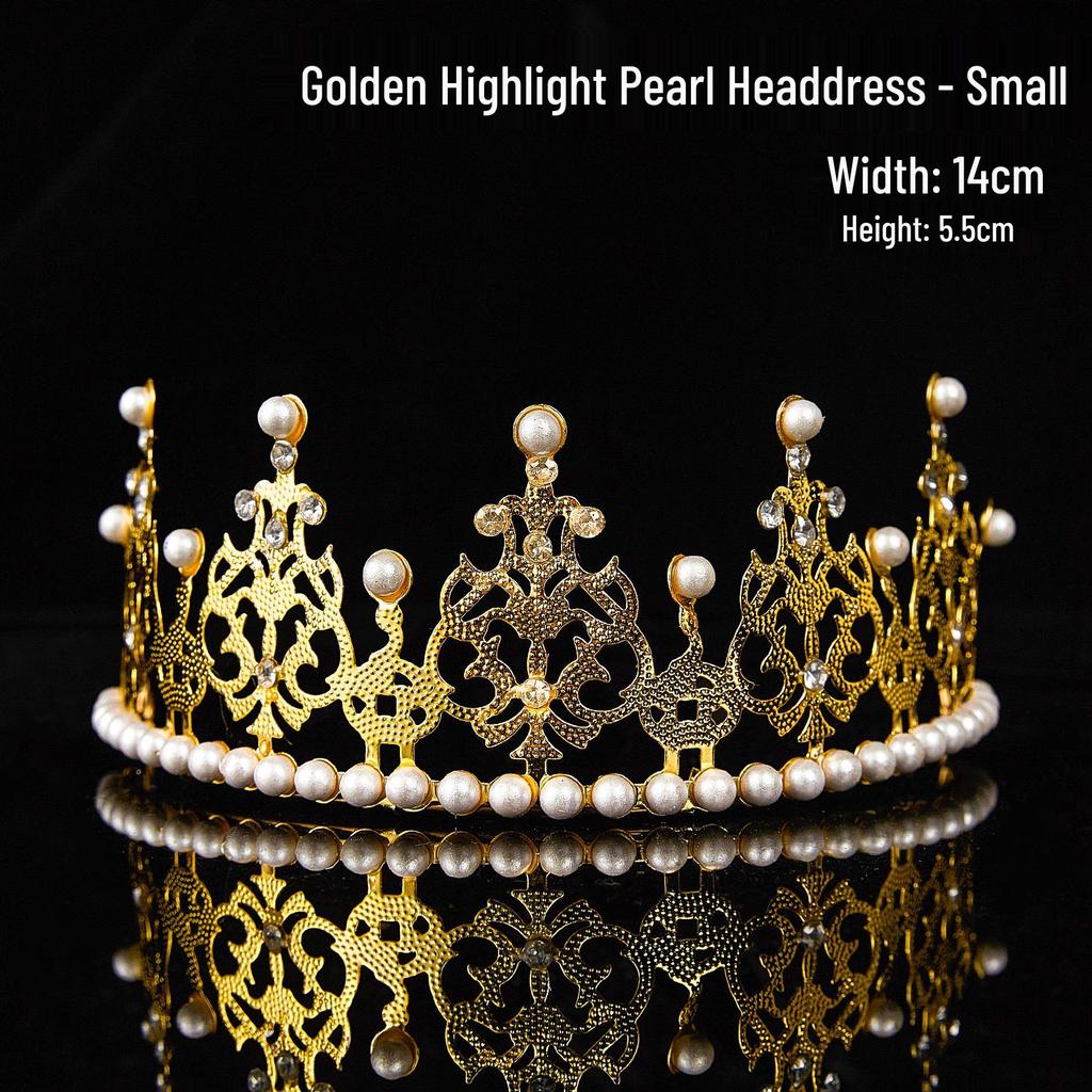 Children's Pearl Crystal Tiara Headband - Birthday Crown Cake Decoration and Adult Hair Accessory