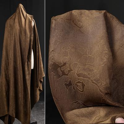 Brown Flowing Cloud Jacquard Fabric Vintage Double-Faced Designer Crafts Material for Handmade Diy Sewing Suits Cardigan Dresses