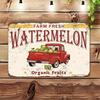 Vintage Farm Fresh Watermelon Metal Sign, Rustic Farmhouse Wall Decor, Weather-Resistant Indoor Outdoor