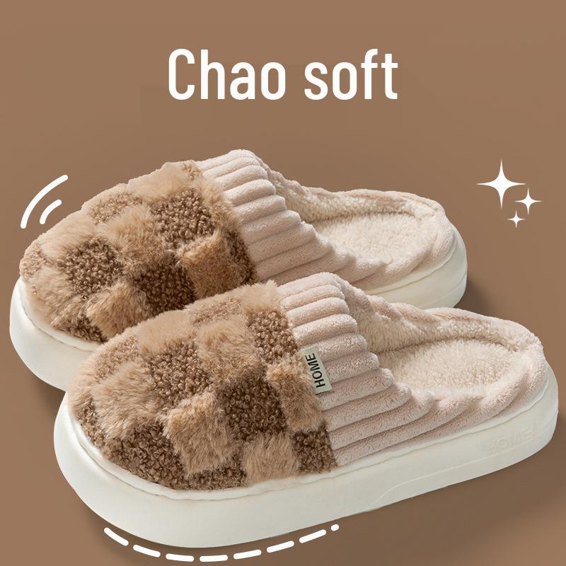 2025 New Style Plush Cotton Slippers: Thick-Soled, Warm Indoor Footwear for Women & Men, Autumn/Winter Collection