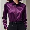 New high-end professional satin purple shirt for women, long-sleeved formal fashion commuter shirt
