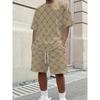2-piece New Casual Men's Short-sleeve and Shorts Set with English Letter Print