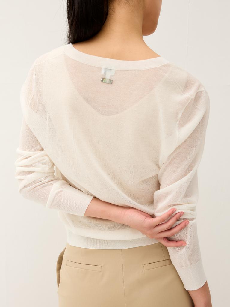 Antome Claire Linen Sheer Cardigan (White)