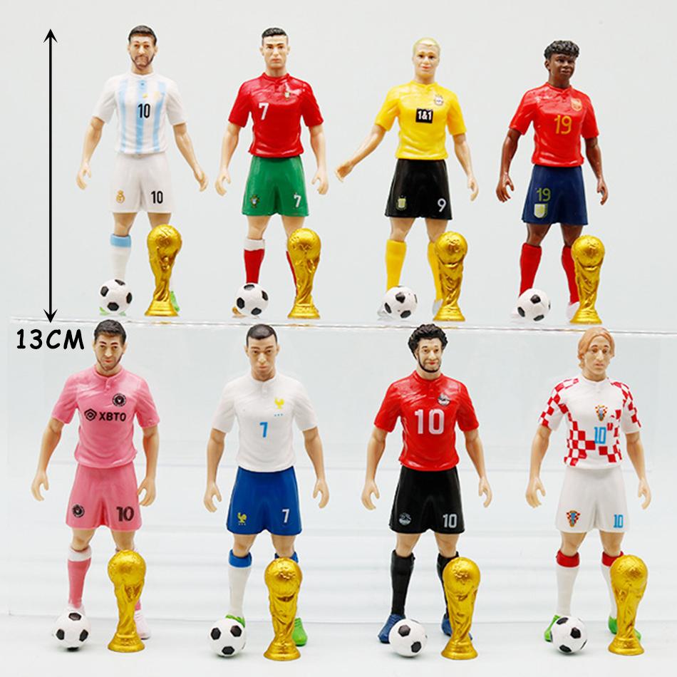 1-8pcs/set Football Star  C.Ronaldo Messi Mbappe Model Dolls Cartoon Cute Action Figure Car Accessories Football Fans Gifts