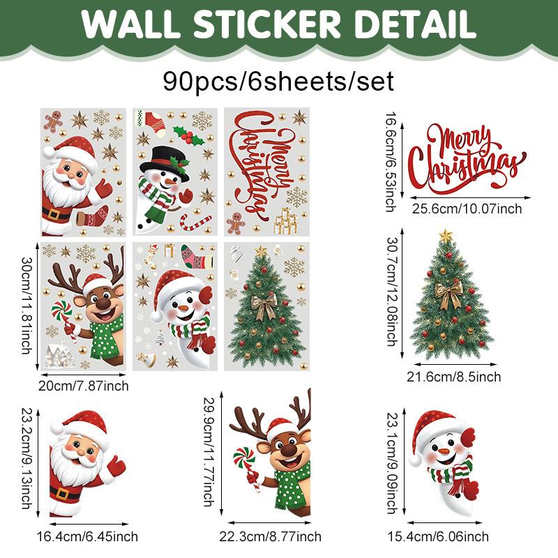 Christmas, Decorative Electrostatic Glass Stickers, Snowman Stickers, Santa Claus, Reindeer, Window Stickers, Snowflake Window Decorations