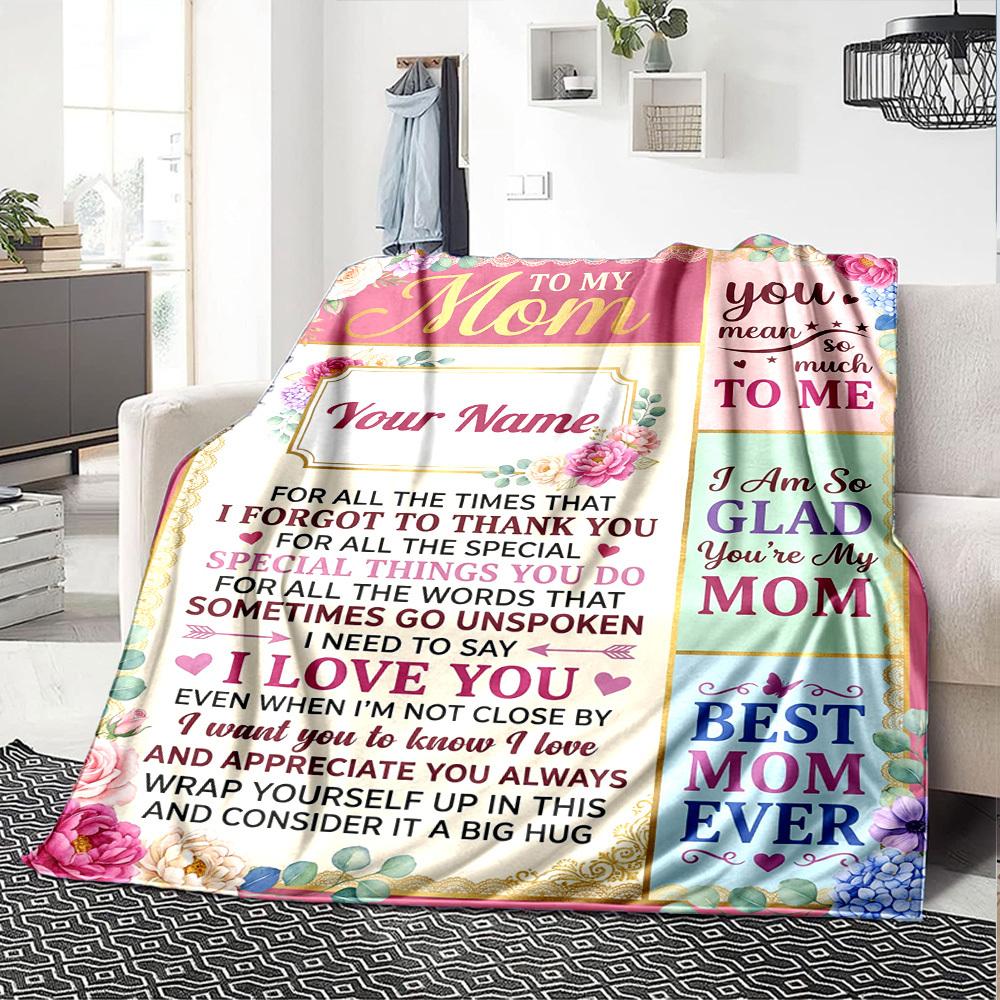 Mom'S Love Appreciation Blanket Warmthful Decor Great For Sofa Couch Office Bed Picnics Four Seasons Multipurpose Digital Print Birthday Christmas