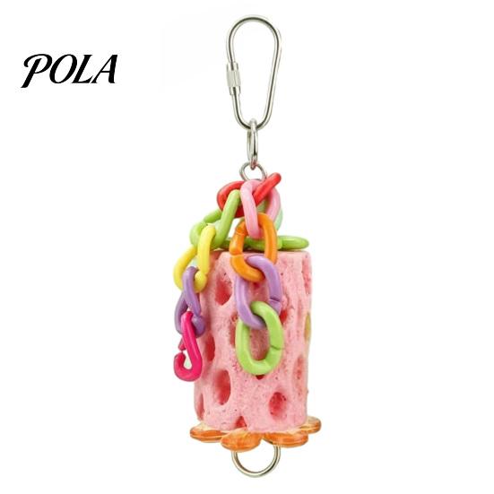 Birdcage Hanging Toy Bird Beak Grinding Stone, Parrot Chew with Colorful Chain, Cage Accessories for Budgies Cockatiels Lovebirds Conures Anxiety