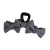 Grey Double Bow Claw Clip - Elegant Large Fabric Hair Accessory