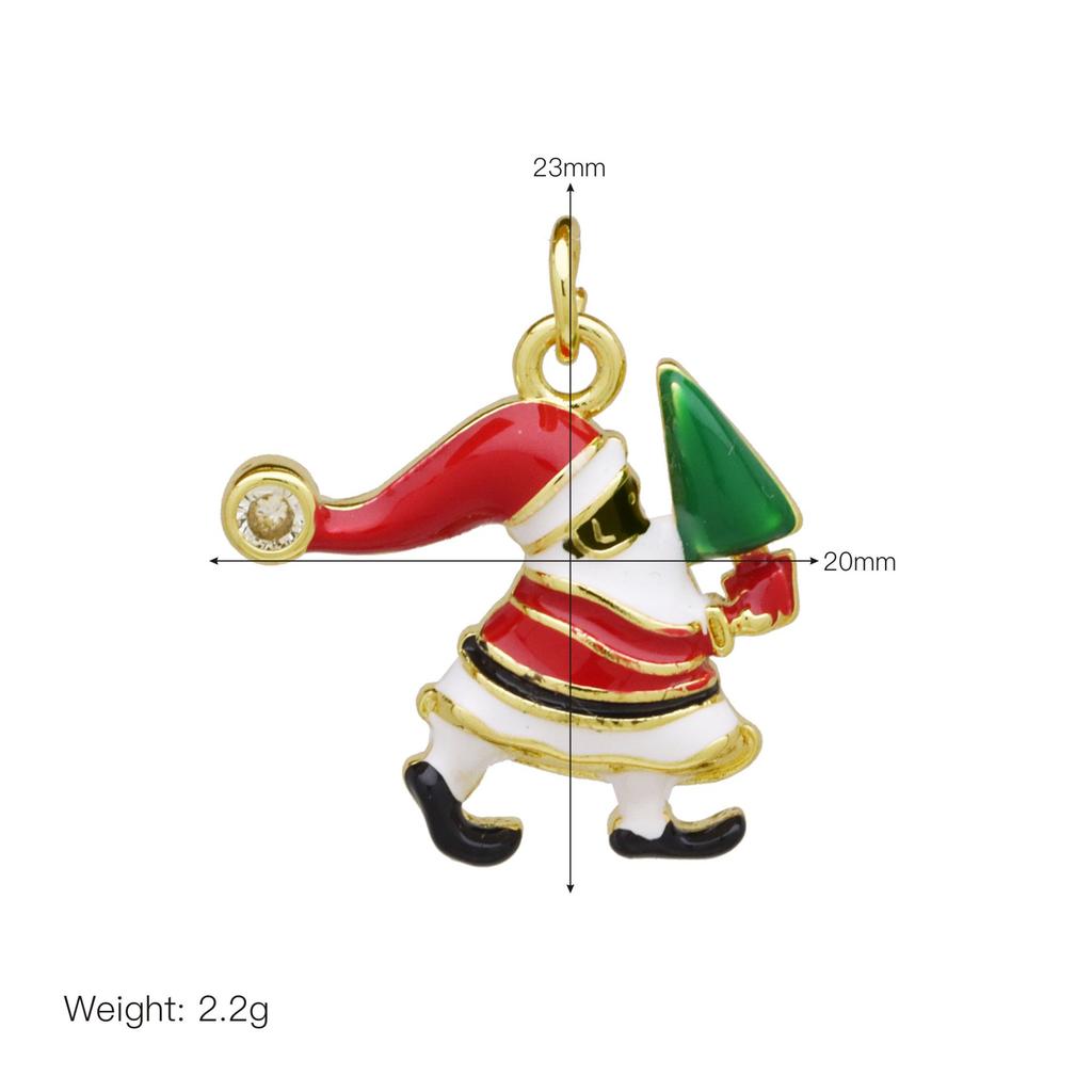 Winter Christmas Gifts Snowman Reindeer Santa Drip Copper Gold Plated Necklace Pendant Accessories