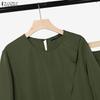 ZANZEA Women Slit Hem Long Blouse with Long Pants Elegant Casual Long Sleeve Two Piece Suit Sets