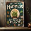 Vintage Metal Tin Sign You Cant Buy Happiness But You Can Buy Plants Rustic Teal Floral Wall Decor for Home Garden