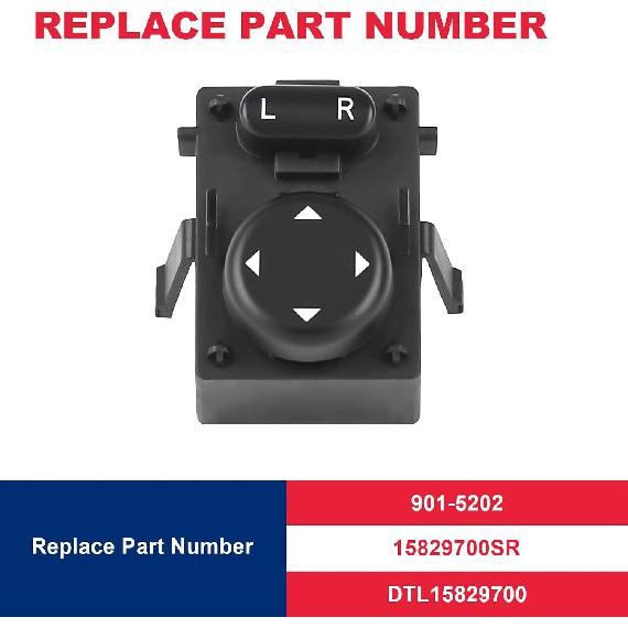 Front Driver Side Heavy Duty Power Mirror Switch Fit for 2007-2017 Freightliner Cascadia Replace# 901-5202 15829700SR DTL15829700