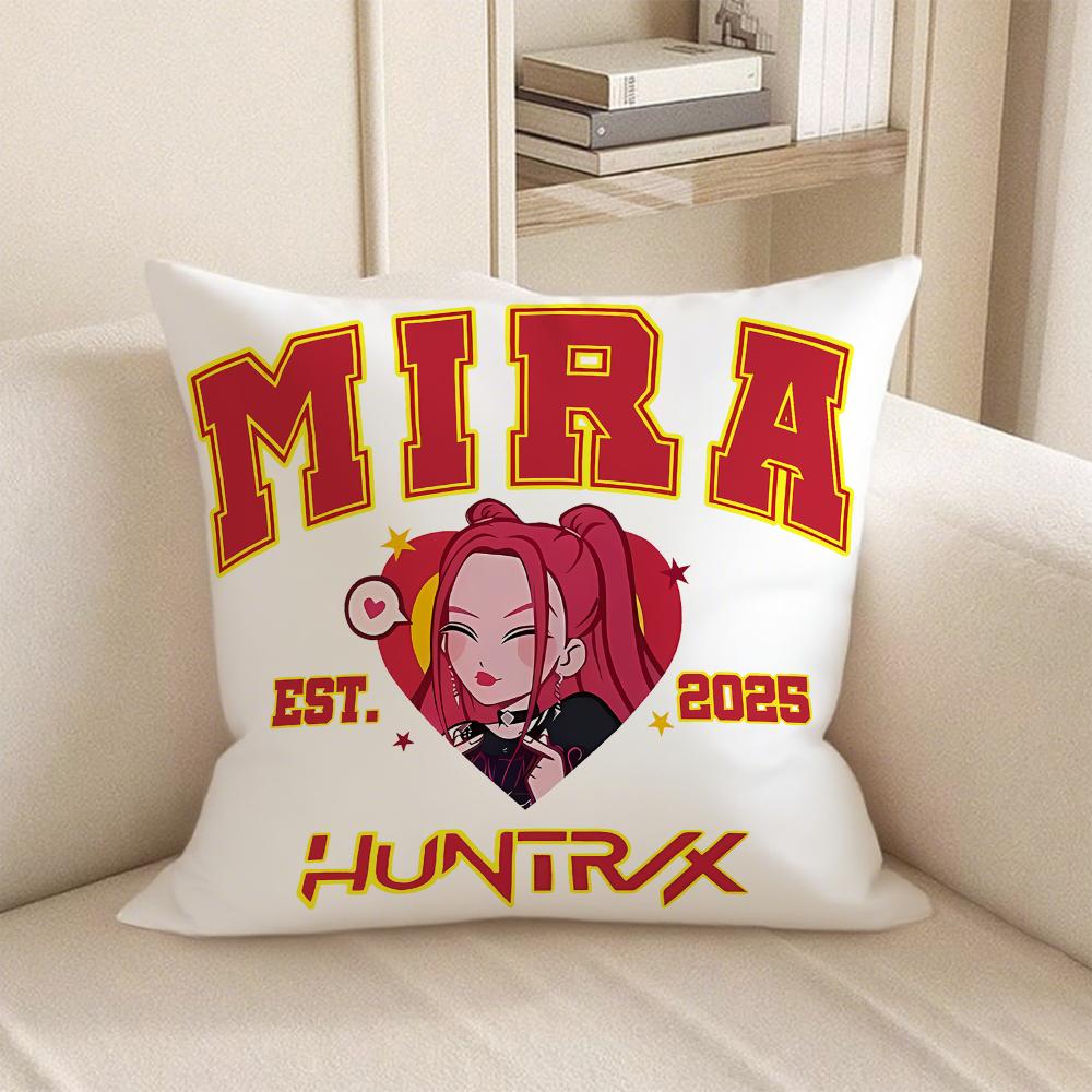 KPop Demon Hunters  K-Pop style HunTrix character printed pillowcase: Colorful girl strikes fashion home decoration