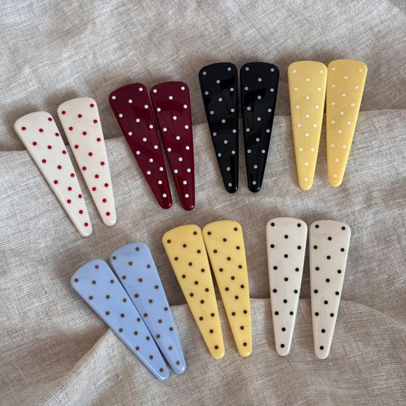 Vintage Polka Dot Hair Barrettes INS Style 7 Colors Acrylic Hair Clips Anti-slip Fashion Hair Accessories for Women Parties