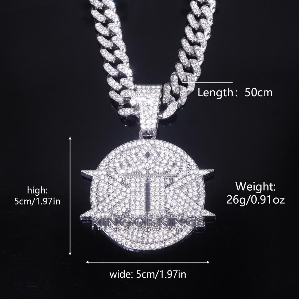 European and American English Letters KINGS Full of Diamonds KK Pendant, Hip Hop Rap Hiphop Cuban Chain Accessories
