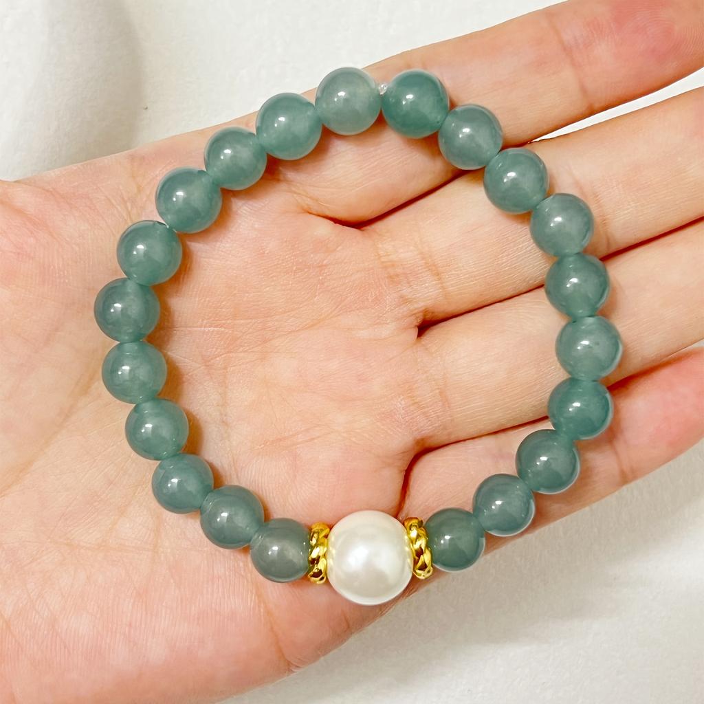 Natural Stone Beaded Bracelet for Women 8mm Round Beads Stretch Bangle Handmade Jewelry Gifts