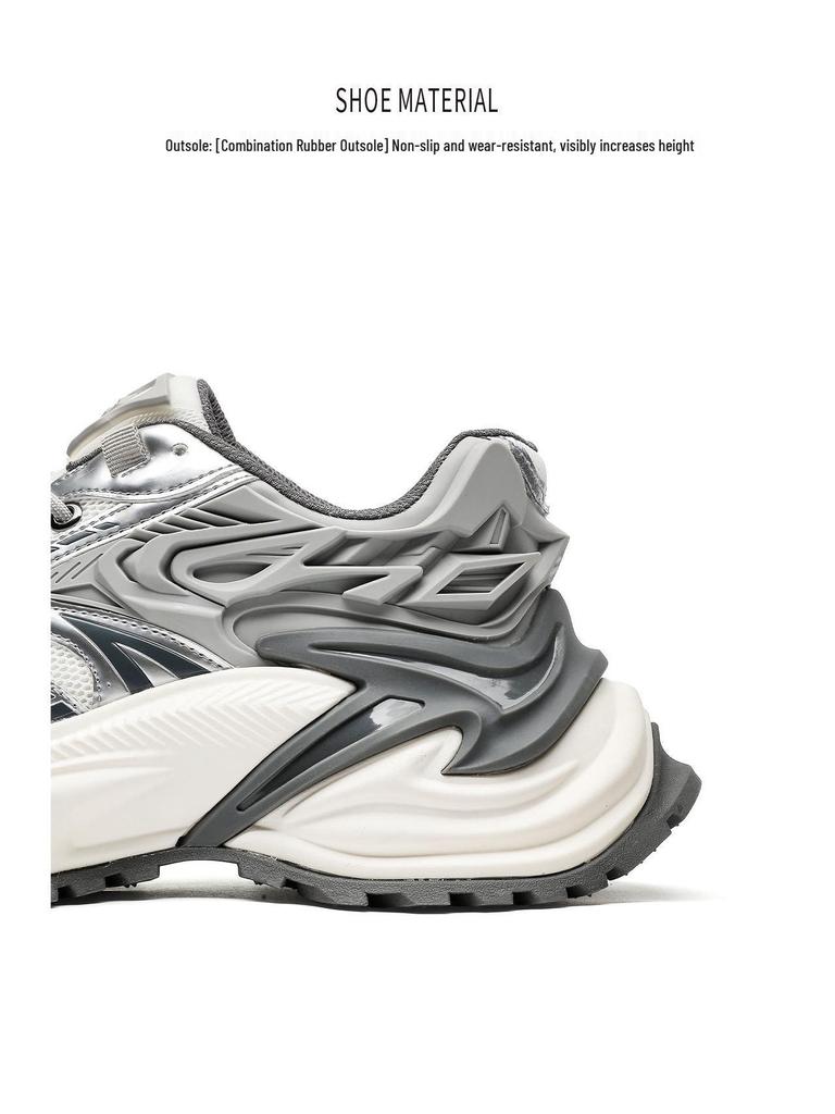 Klapperschlange Silber Dad Shoes: 2025 Trendige, Vielseitige, Höhensteigernde, Dicksohlige Herren Outdoor Freizeit Laufschuhe
