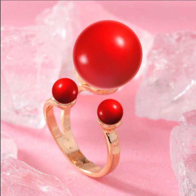 Europejski i Amerykański Modny Pierścionek na Palec z Regulacją z Perłą - Kreatywna i Modna Biżuteria