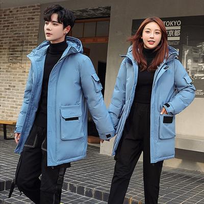 Sonbahar ve Kış İçin Kalınlaştırılmış Erkek Aşağı Ceket, Ortadan Uzuna, Slim Fit Günlük İş Giyim, Çiftler İçin Pamuklu Ceket