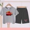 Children Aged 3 to 14 Summer Fashion T-shirt set Children Disney Car Print T-shirt + shorts Girl Boy Casual Tops Toddler Clothes
