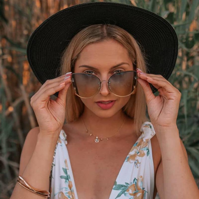 Fine Glasses Women's European American Style Sunglasses Cat Eye Shape Uv400 Protection Glasses For Fashion Trendy Travelling Sunglass
