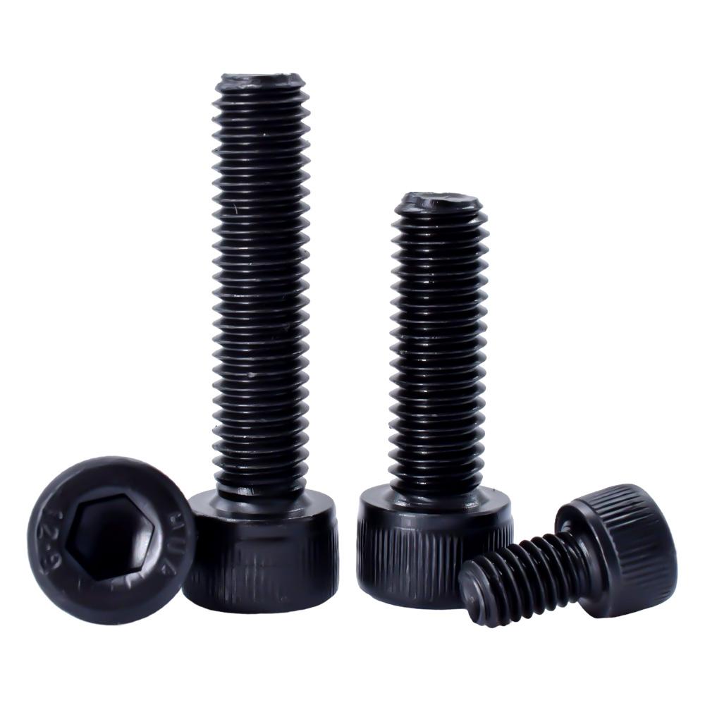 20-100pcs DIN912 Black Hex Socket Head Caps Bolt Screw M1.4 M1.6 M2 M2.5 M3 Grade12.9 Carbon Steel Allen Hexagonal Head Screws