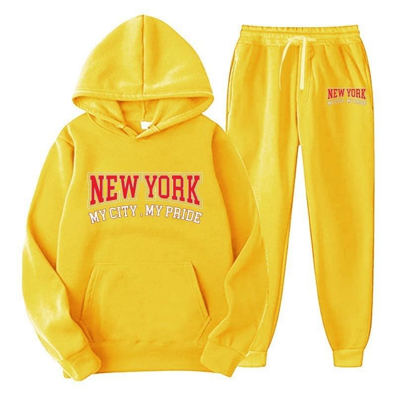 Mens Hooded Tracksuit Set Long Sleeve Sweatshirt Fleece Lined Casual Sportswear