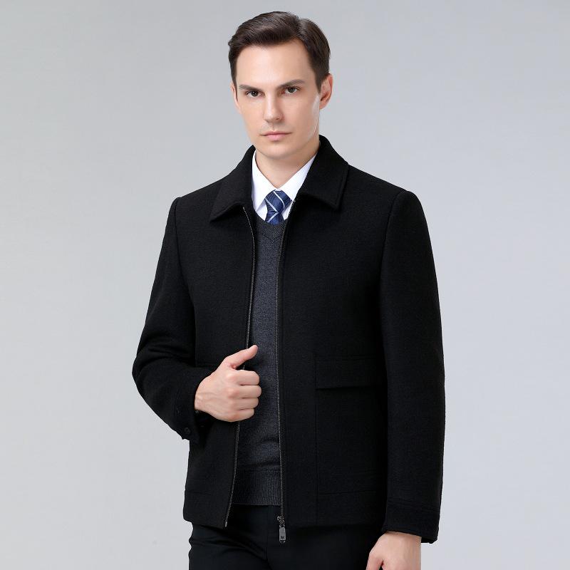 Men's Double-Sided Cashmere Jacket: Autumn/Winter Business Casual Wool Coat for Middle-Aged Dads