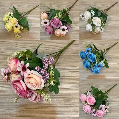 5 Roses 4 Daisies Peony Artificial Flower Big Bouquet Silk Simulation Rose Flower Home Decor Gifts Wedding Simulation Bouquet