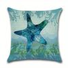 Sea Creatures Turtle Seahorse Starfish Jellyfish Pattern Cushion Cover Suitable For Sofa Bedroom Car Pillow Cover