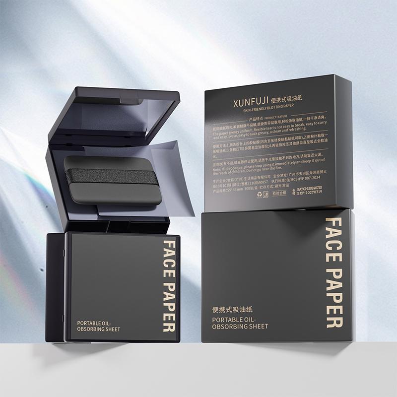 

100 Pcs Bamboo Charcoal Facial Oil Absorbing Paper With Mirror&Makeup Puff Portable Face Refreshing Care Oil Control Tool Kits