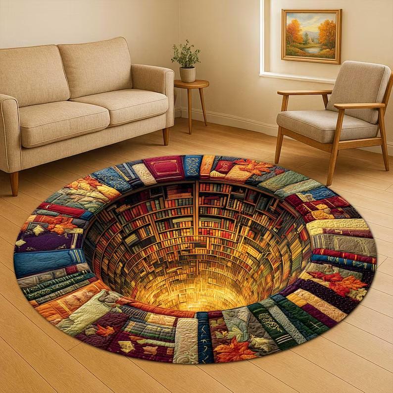 Christmas 3D Gingerbread Man Round Carpet Mat Rug Festive Home Decoration Xmas Tree Decorative Floor Mat for Holiday Party