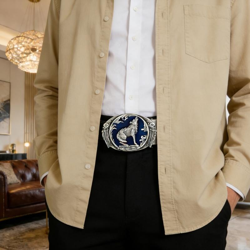 Wolf Gürtelschnalle Lederhandwerk Metall Ersatzschnalle Geschenk für Vater Lederhandwerk Streetwear Geschenk Ersatz