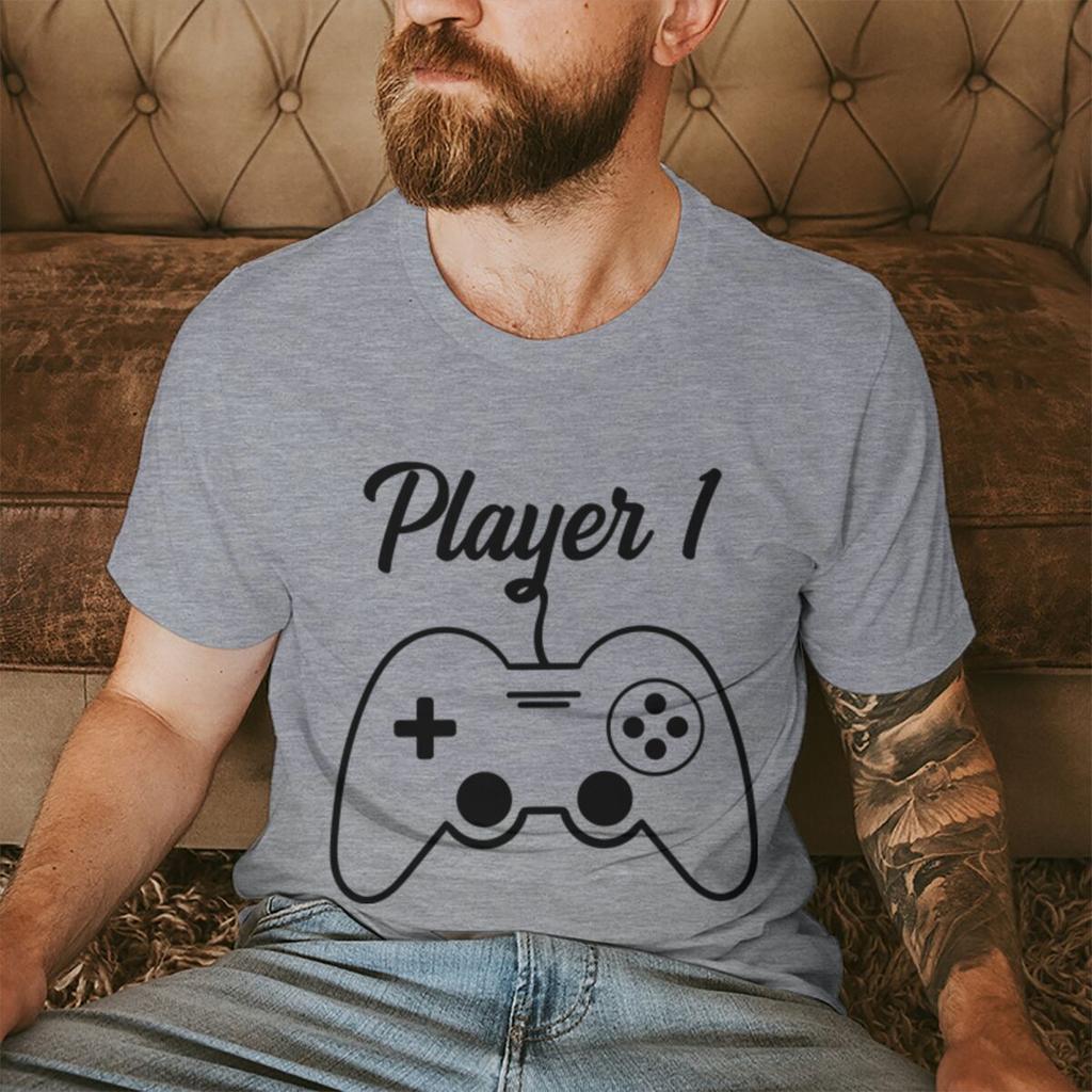 Funny Game Player 1 Player 2 Shirts Pregnancy Announceunisext Short Sleeve Unisex Unisex Tshirt Casual Couple Matching T-Shirts Gifts
