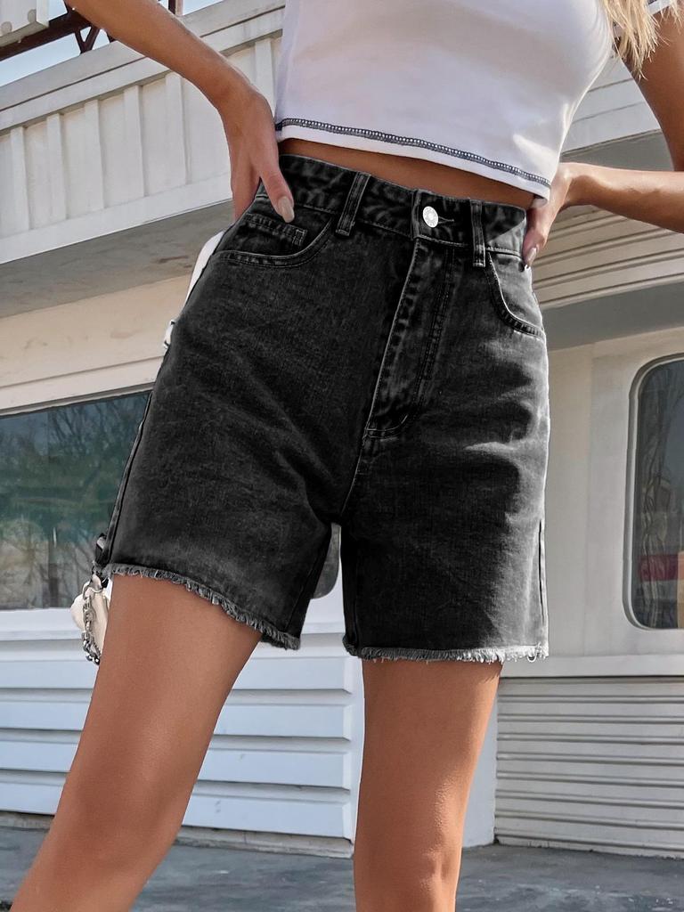 Trendy European & American Women's High-Waist Denim Shorts - Loose, Slimming Fit