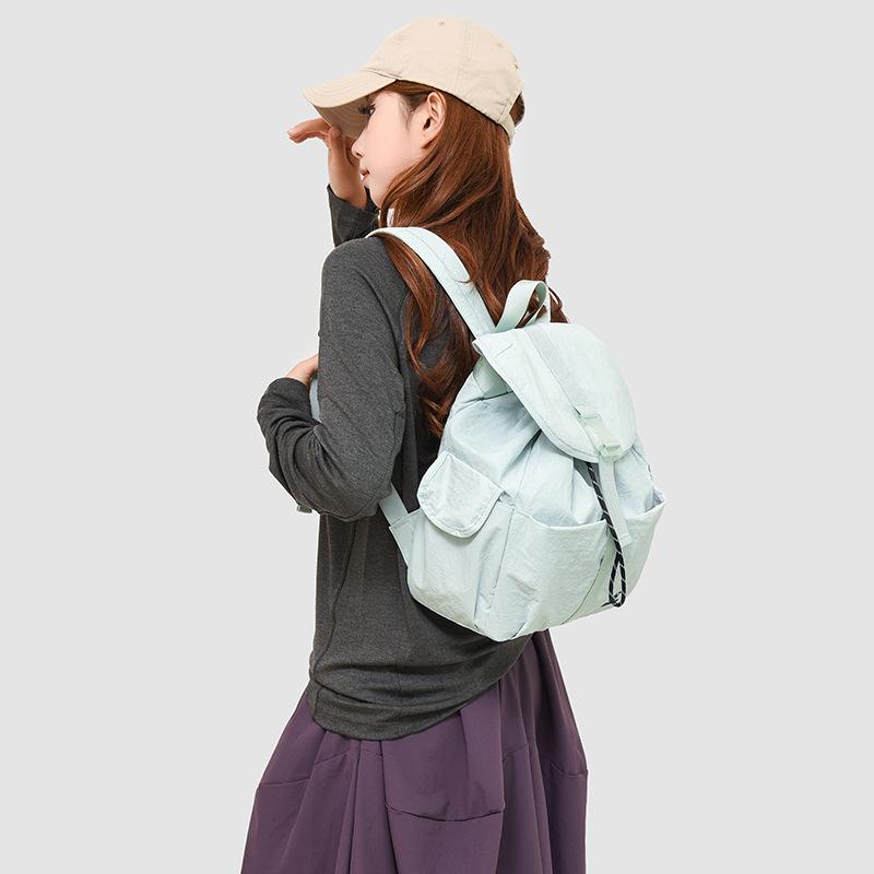 Schoolbagins Korean Style Niche Design Drawstring Backpack Unisex Solid Color Backpack Versatile Lightweight Student Backpack