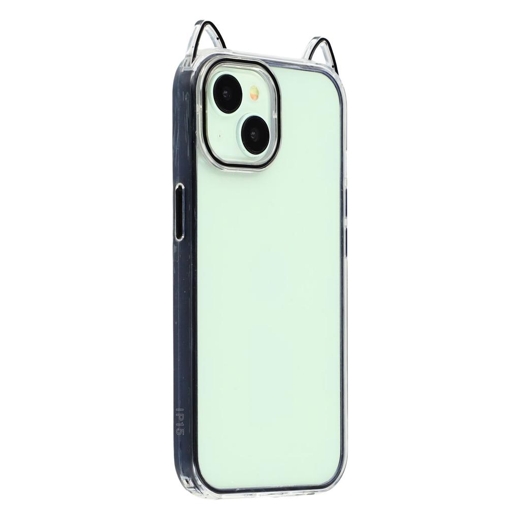 For iPhone 14 Case Cat Ear Design TPU + Acrylic Clear Phone Back Cover
