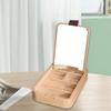 Wooden Jewelry Organizer Box Keepsake Storage with Mirror Handmade Divided Treasure Chest