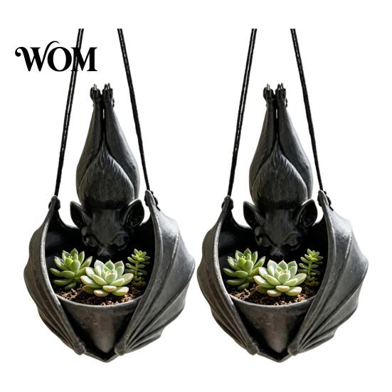 Gothic Flower Pot Bat Shaped Hanging Planter, Plant for Indoor Outdoor Garden Decorative Basin Vines Wall Decor, Unique Wing Flowerpot Succulents And