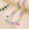 2pcs Pastel Heart Beaded Pearl Necklace Set – Kawaii Colorful Layered Choker for Girls, Cute Y2K Jewelry