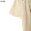 ZANZEA Women Casual Round Neck Solid Color Elegant Short Sleeve Dress