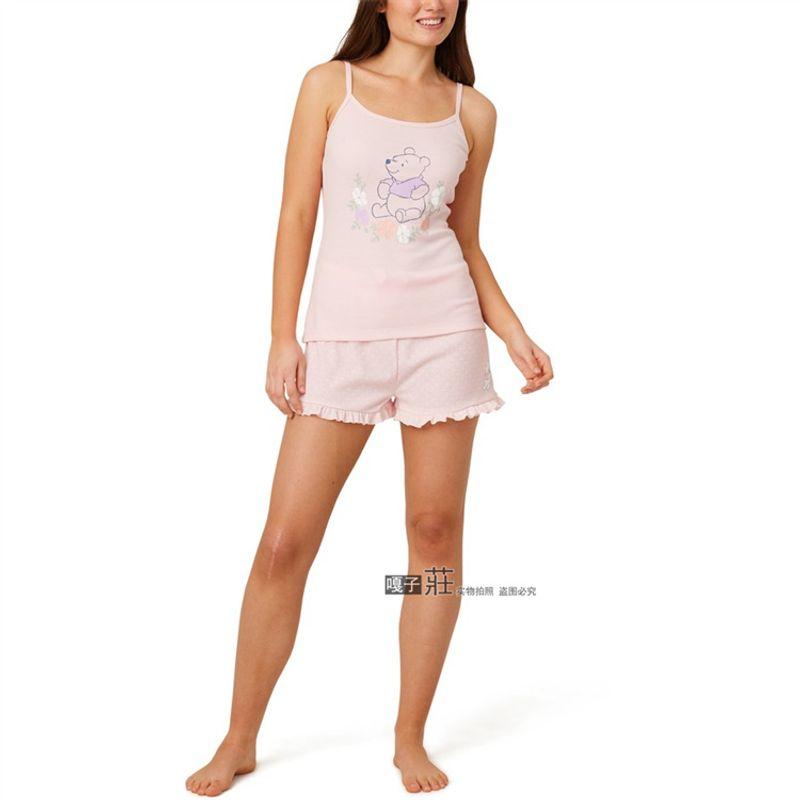 

Aopan Plus Size Women s Cotton Strappy T-shirt Shorts Pajamas Two-piece Set Sleep Tank & Shorts Set Pink-vest shorts Two-piece set 16