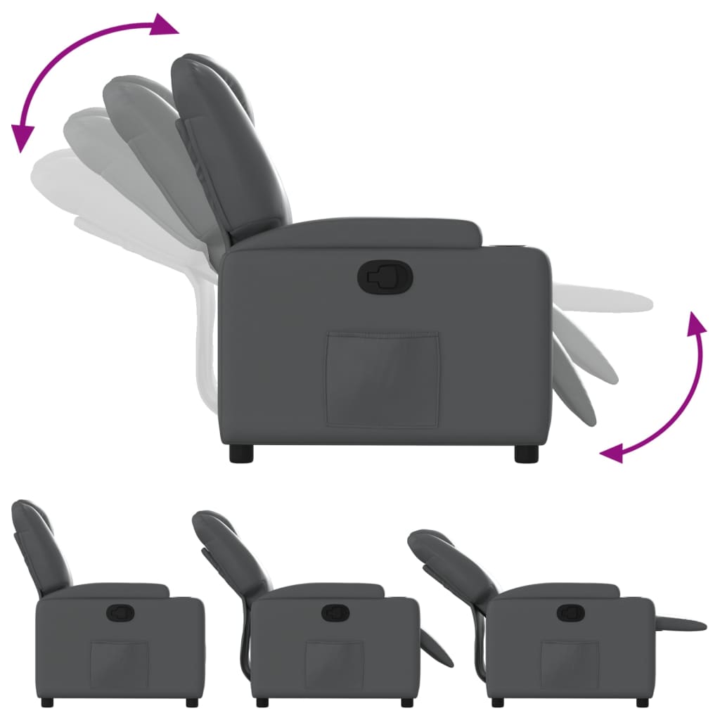 Relax Chair Gray Faux Leather