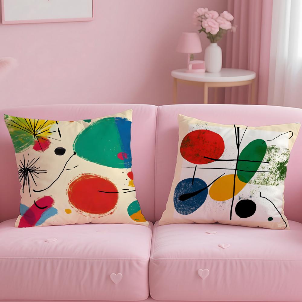Classic Painter Joan Miro Cushion Cover Soft & Easy-Wash Pillow Case – Versatile for Couch, Bed, Travel and Office
