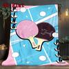 Vibrant Table Tennis Court 2D Flat Pattern Flannel Blanket High Quality All Seasons Warmth and Comfort Perfect for Christmas Gifts.