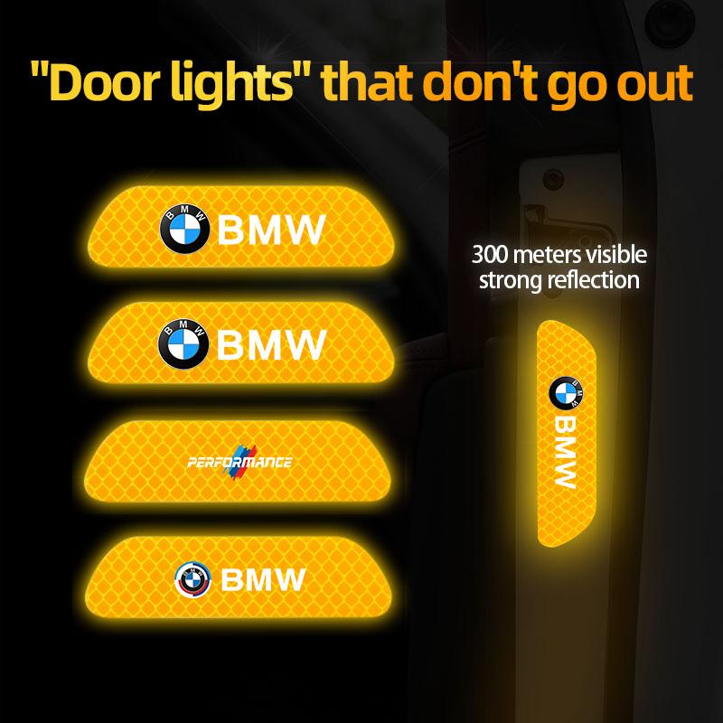 4Pcs Car Door Safety Warning Sticker Reflective Mark Decal For BMW E46 E60 E90 E39 E87 E36 E92 E70 E91 X3 X5 X1 X2 X4 E61